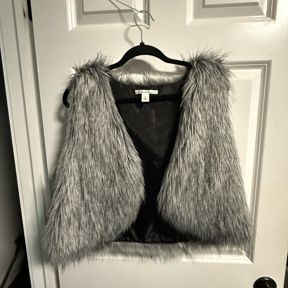 Gray Faux Fur Vest Kenneth Cole